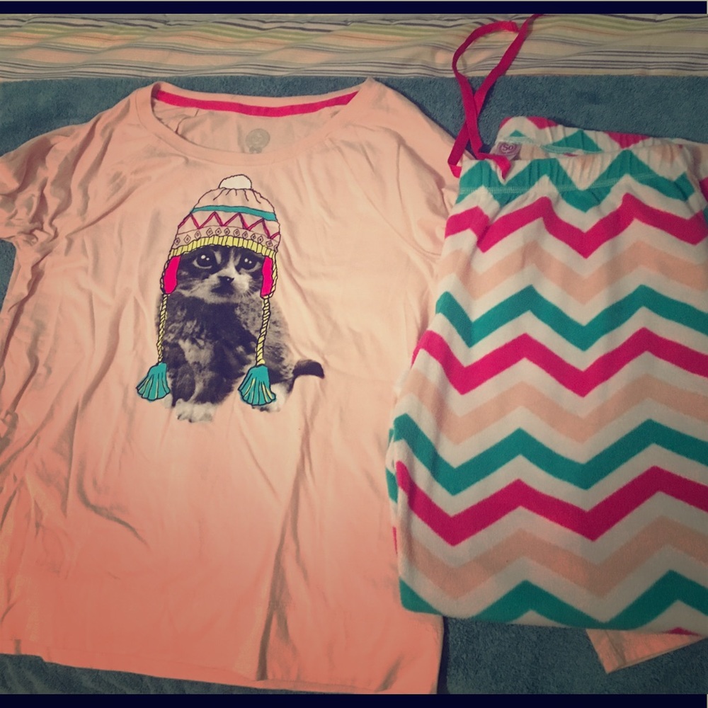 Pink and teal pajamas